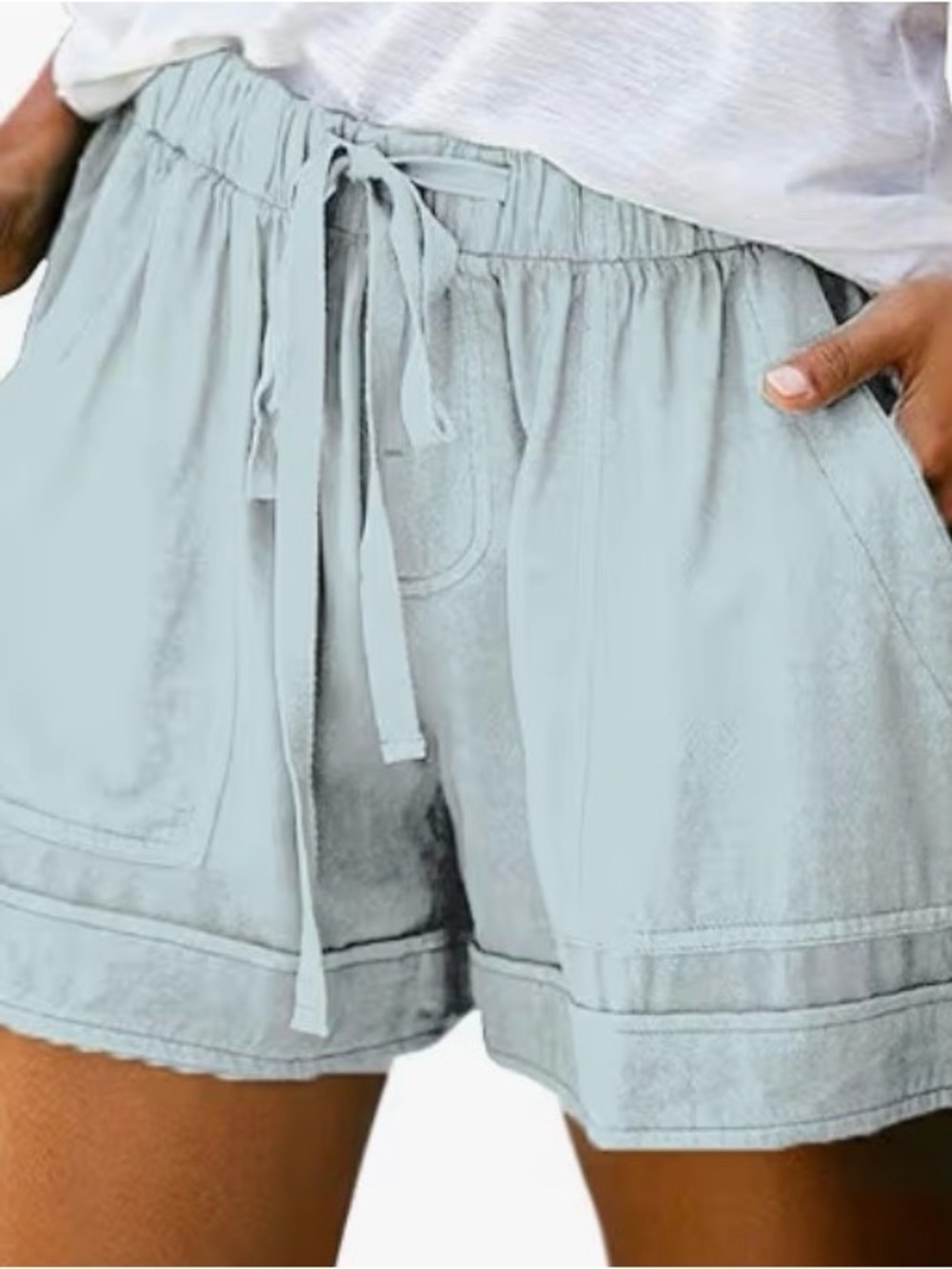 Baby Blue Drawstring Women’s Shorts